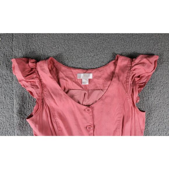 Rachel Parcell Dress Medium Pink Mauve Button Down Linen Blend Midi - Picture 4 of 8